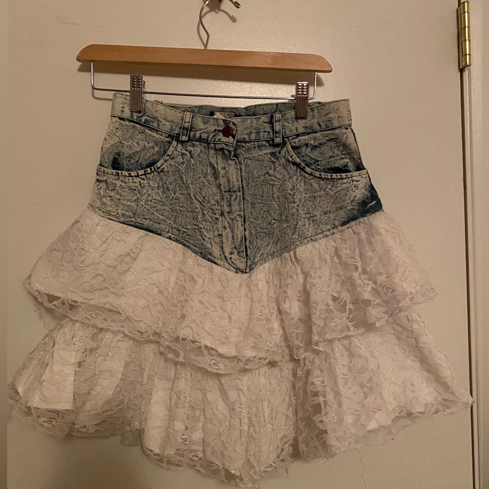 Vintage jean lace skirt